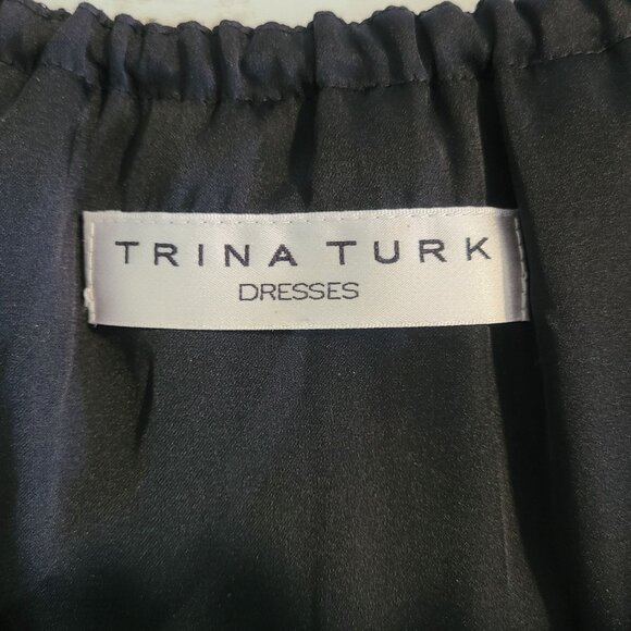 Trina Turk Black Lace Tiered Shift Dress Glam Goth Cocktail Lined Party Whimsey - Picture 6 of 9